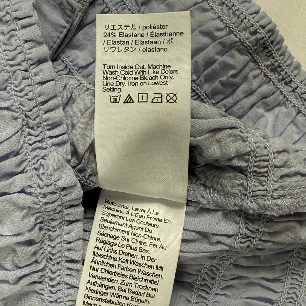 J.CREW Smocked Button Top Blouse Womens Size L blue Preppy Old Money - Picture 8 of 10
